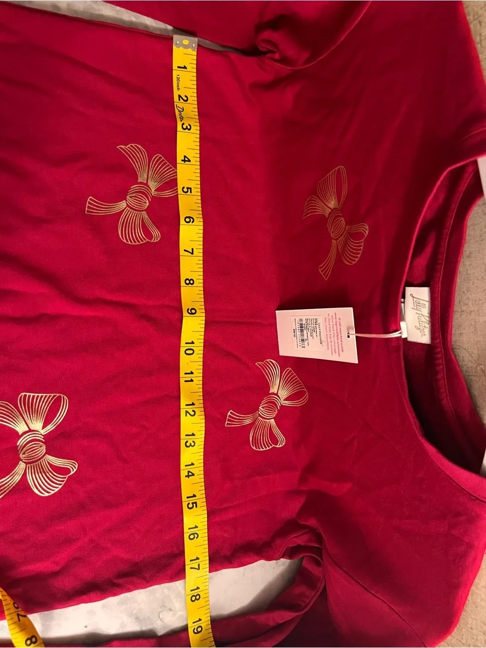 Lilly Pulitzer Girl Dress XL 12/14 Ballad Sweatshirt Red Bow Holiday Christmas